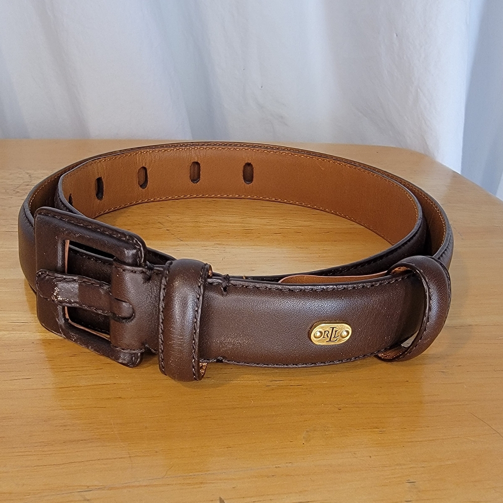 Lauren Ralph Lauren 1" Brown Italian Leather Belt - Classic Design